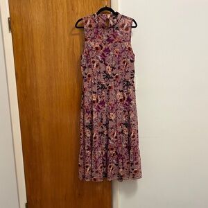 Lulu's Floral Midi Dress - Purple and Pink